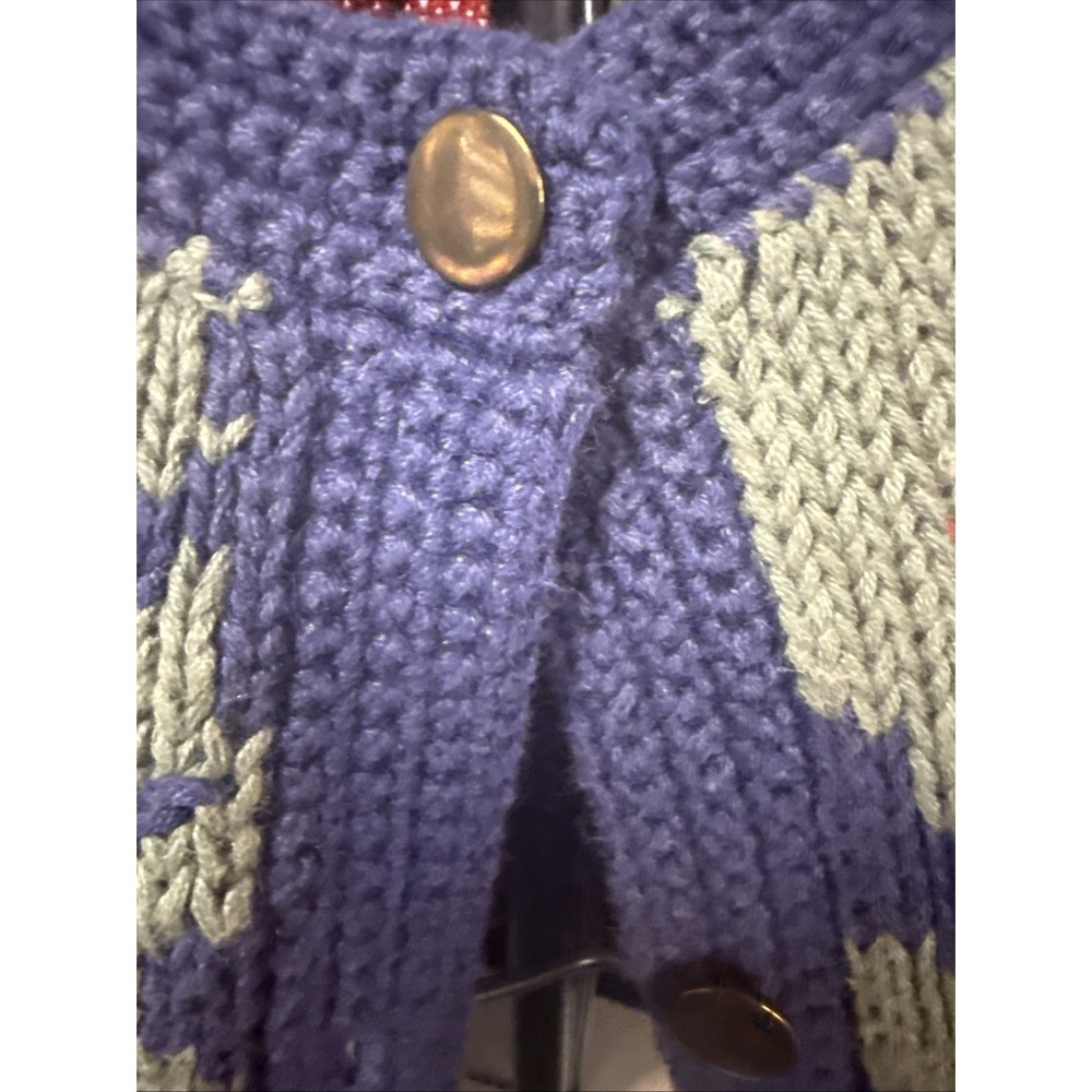 Vintage ORVIS Cardinal Cardigan Ramie Knit Christmas Sweater Blue Red Green M - Picture 2 of 13